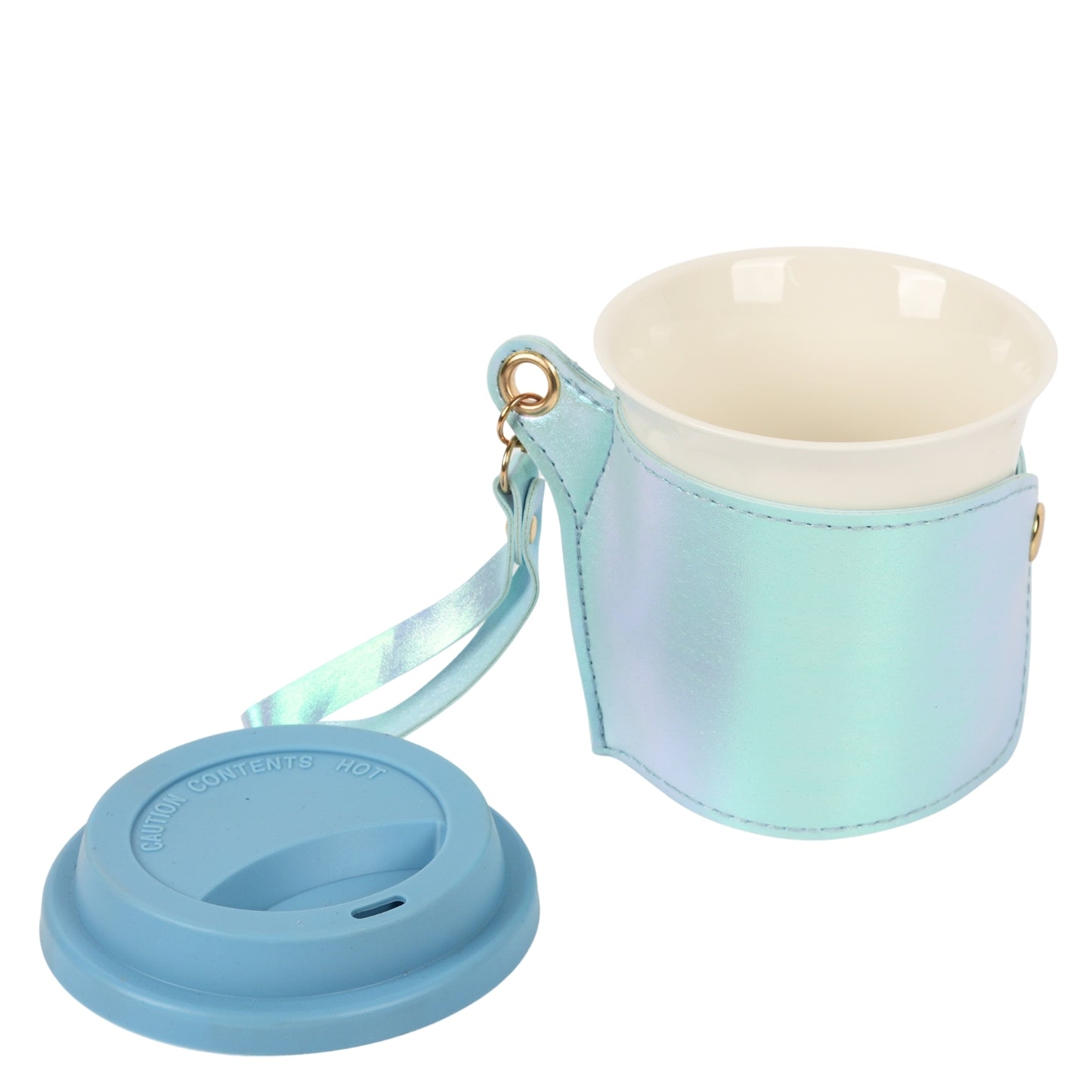 Ceramic Coffee Sipper With Leather Cover