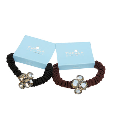 Mini Elastic Hair Ties - Coffee & Cream Collection ( Pack of 4)