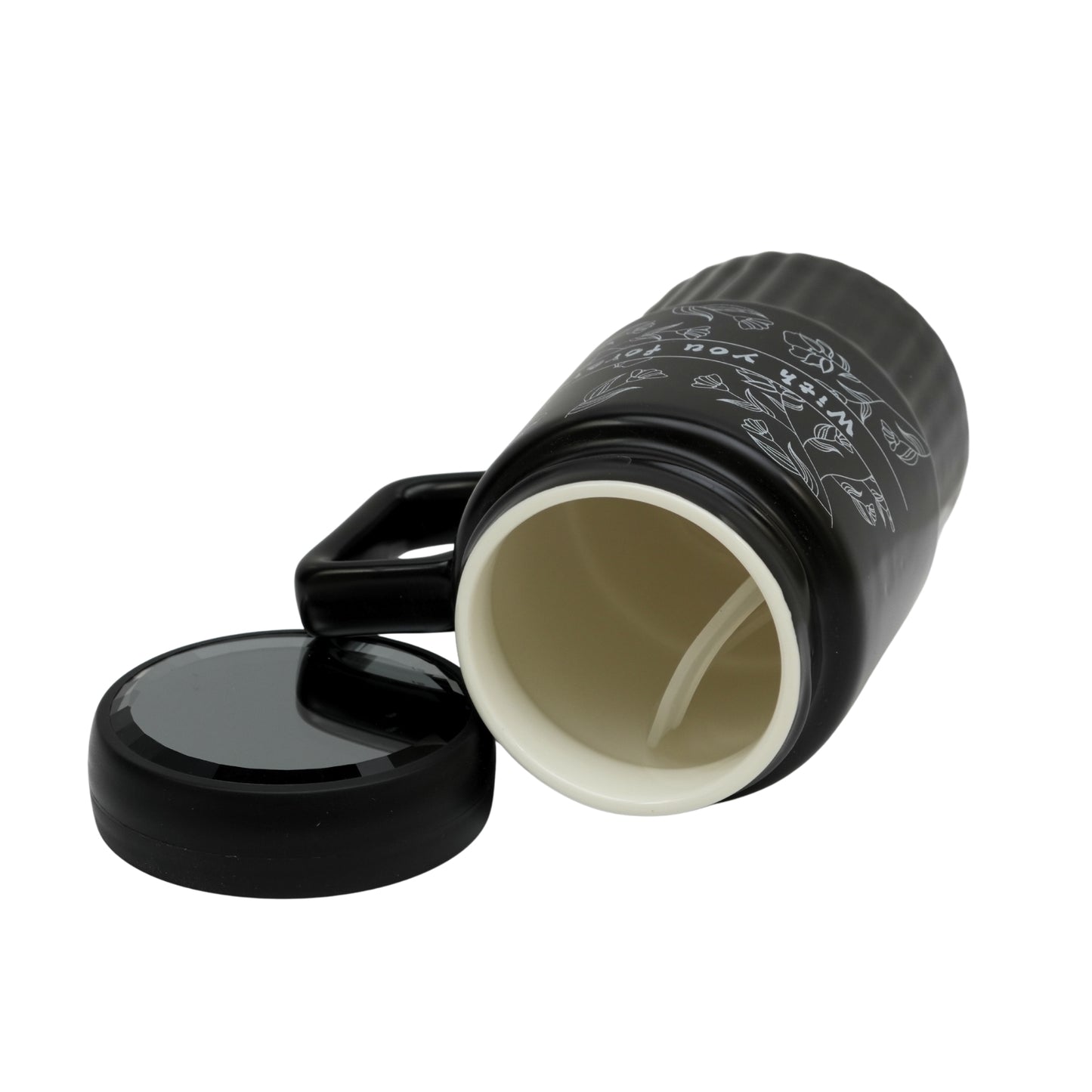 "With You Forever" Premium Ceramic Coffee Mug with Mirror Lid