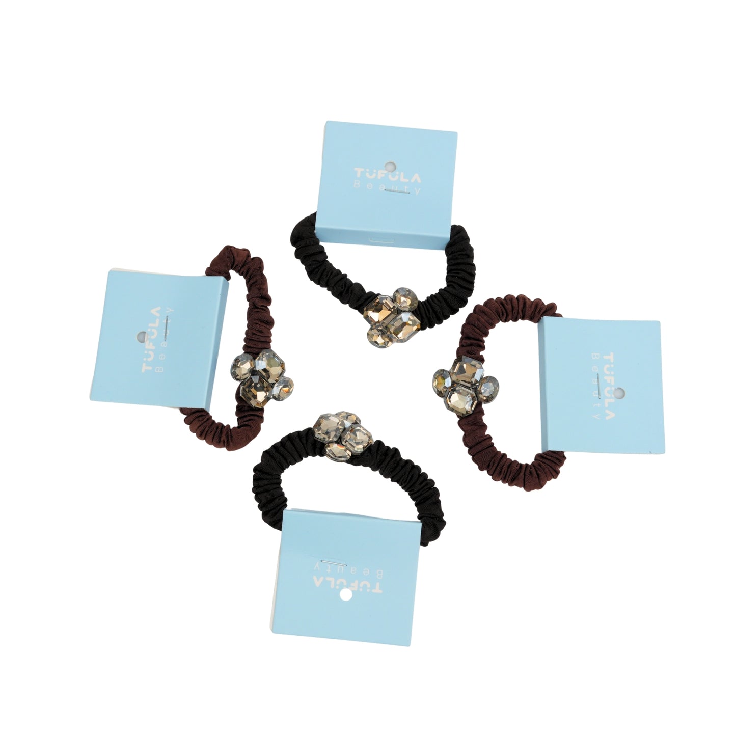 Mini Elastic Hair Ties - Coffee & Cream Collection ( Pack of 4)
