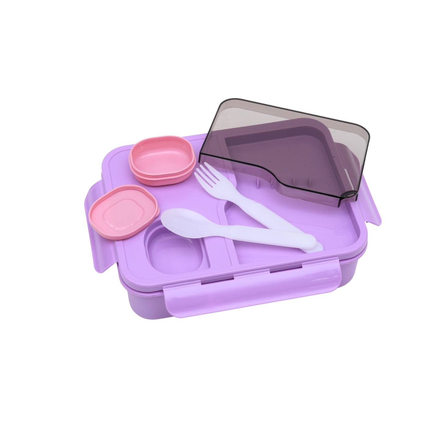 Pastel lunch box with spoon and transparency