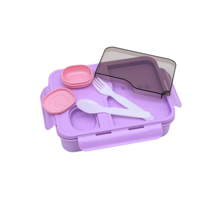 Pastel lunch box with spoon and transparency