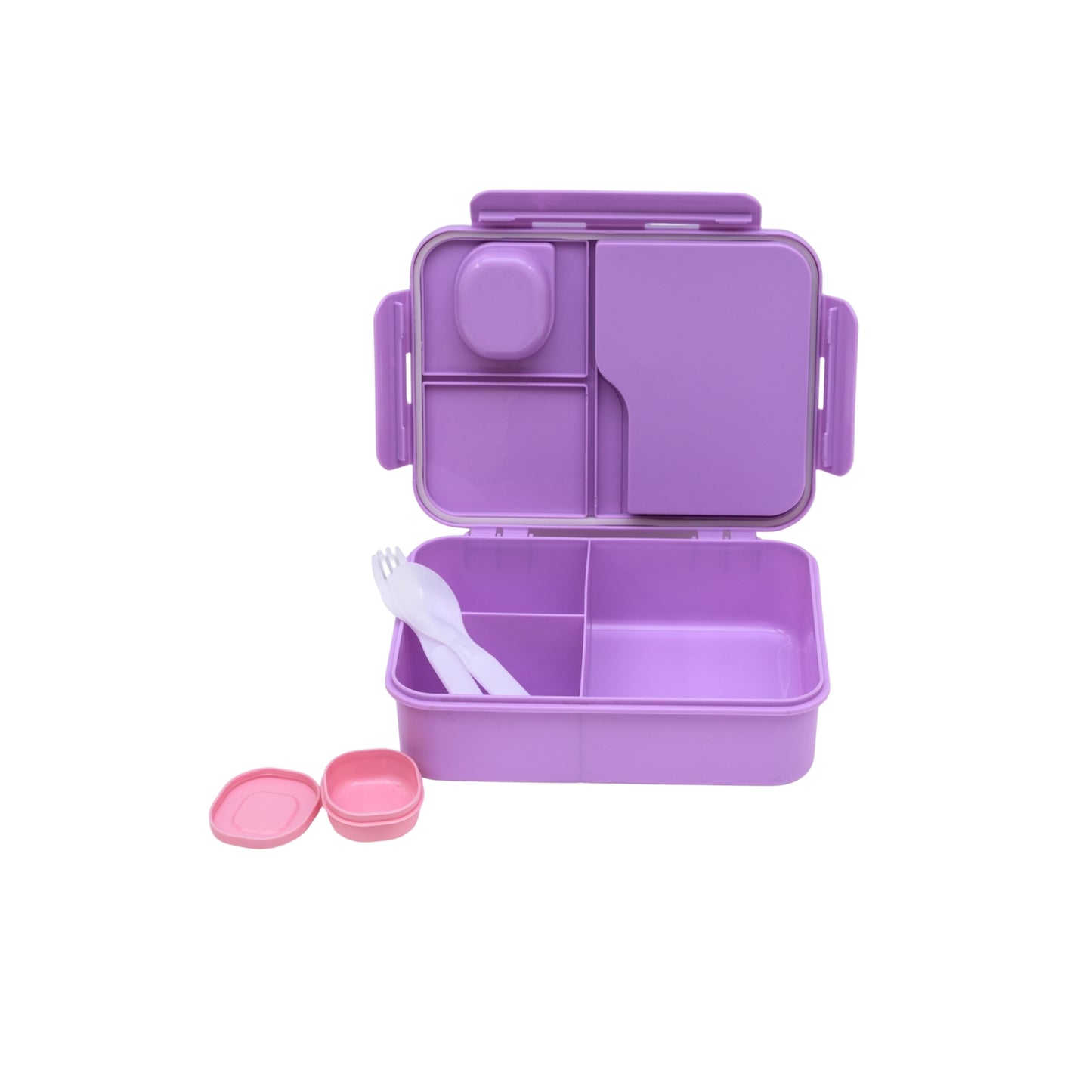 Pastel lunch box with spoon and transparency