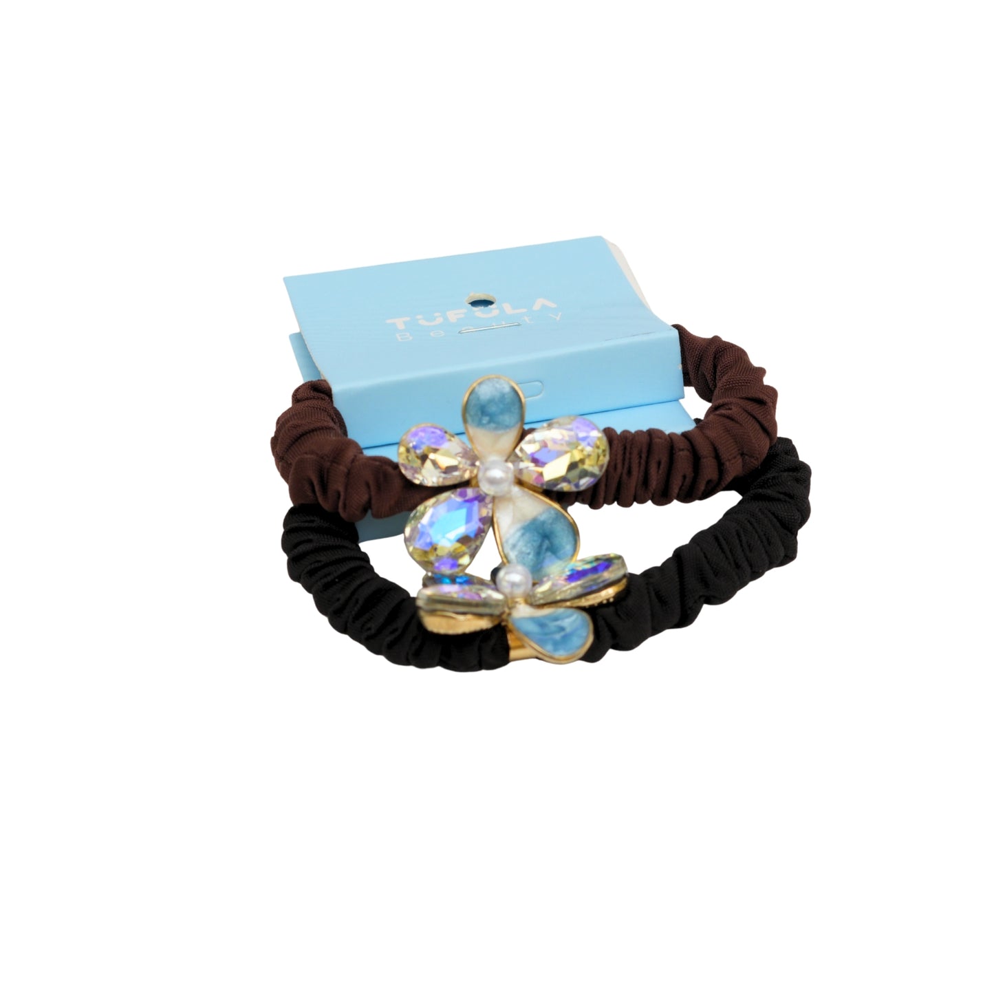 Mini Elastic Hair Ties - Coffee & Cream Collection ( Pack of 4)