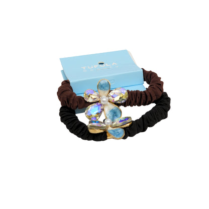 Mini Elastic Hair Ties - Coffee & Cream Collection ( Pack of 4)