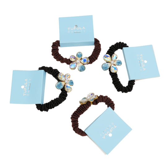 Mini Elastic Hair Ties - Coffee & Cream Collection ( Pack of 4)