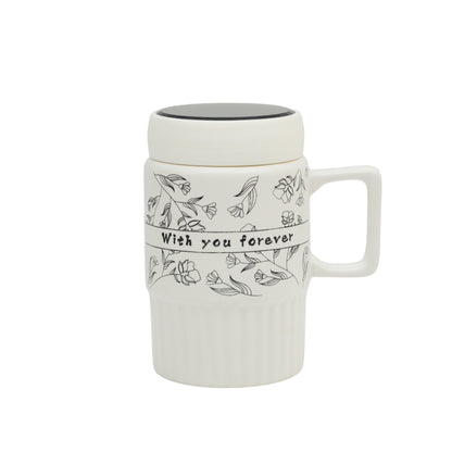 "With You Forever" Premium Ceramic Coffee Mug with Mirror Lid