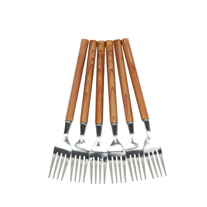 Wooden handle stainless steel  cutlery set (6 pieces)
