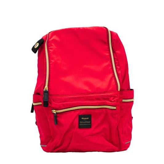 Red backpack for travel