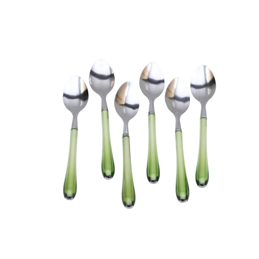 Modern Sage Green Resin Handle Stainless Steel Spoon Set