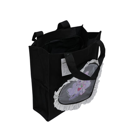 Black heart with fur tote bag