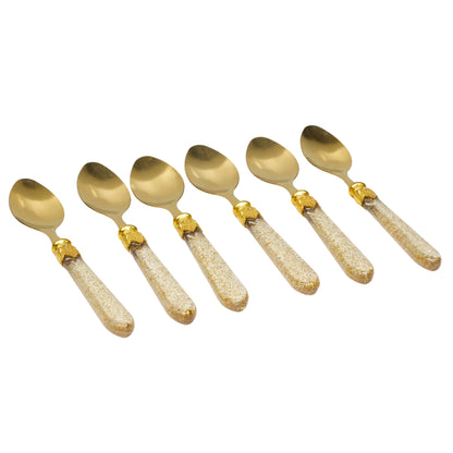Premium Golden Diamond Cut Spoon Set (Pack of 6)