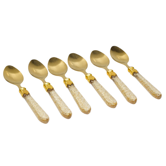 Premium Golden Diamond Cut Spoon Set (Pack of 6)