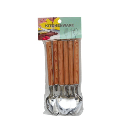 Premium Wooden Handle Spoon Set (Pack of 6)