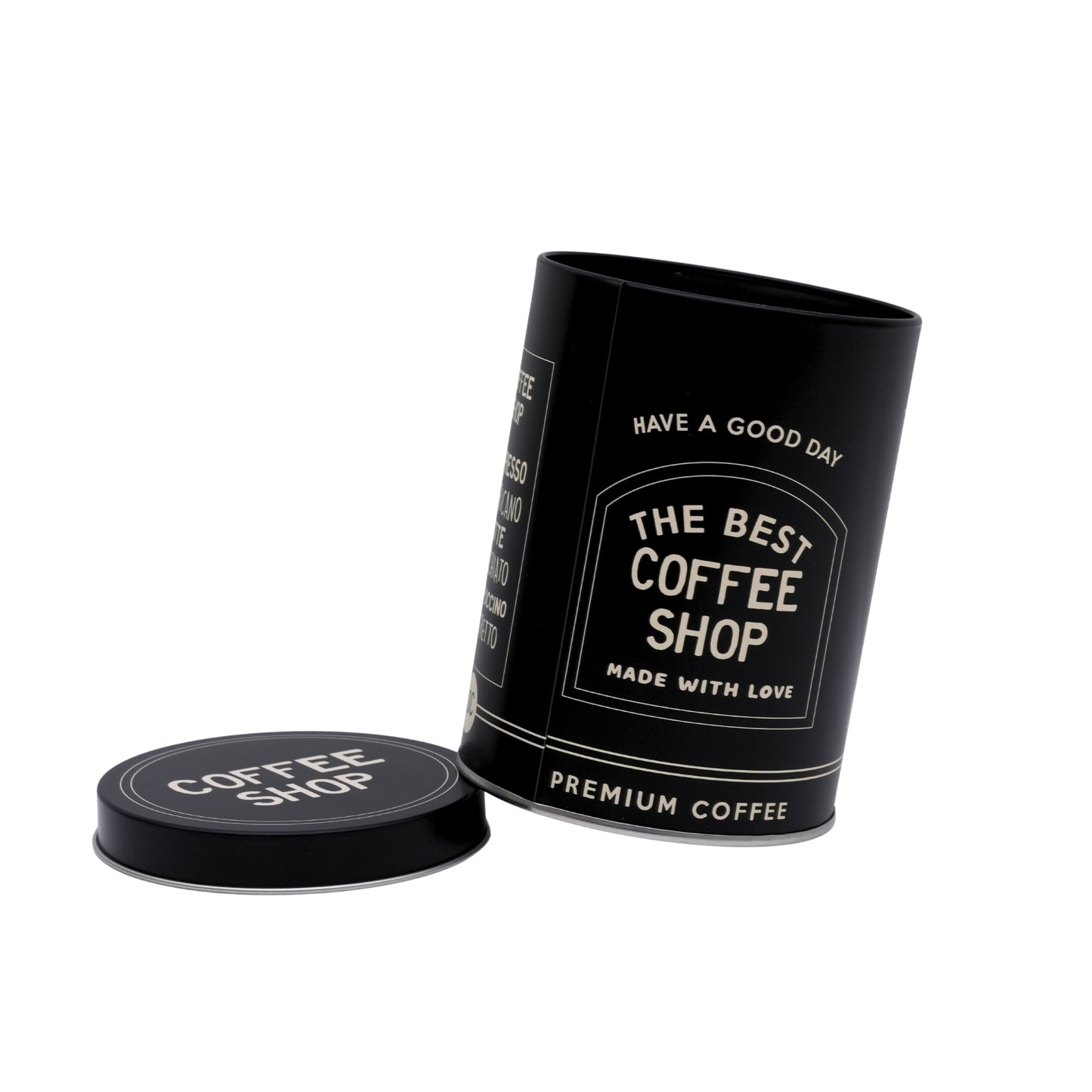 Vintage Black Metal Coffee Canister - Airtight Kitchen Storage Tin