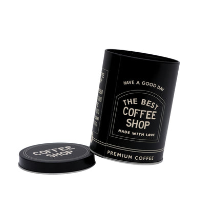 Vintage Black Metal Coffee Canister - Airtight Kitchen Storage Tin