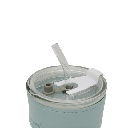 Reusable glass coffee sipper mugs with lid and multipurpose drinking glasses tumbler with leather cover