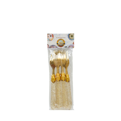 Premium Golden Diamond Cut Spoon Set (Pack of 6)