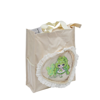 White heart fur at top tote bag for daily use