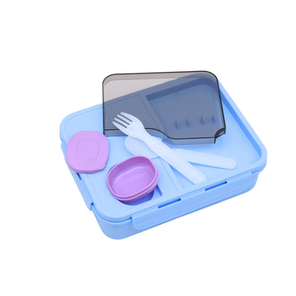 Pastel lunch box with spoon and transparency