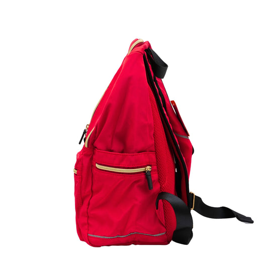Red backpack for travel