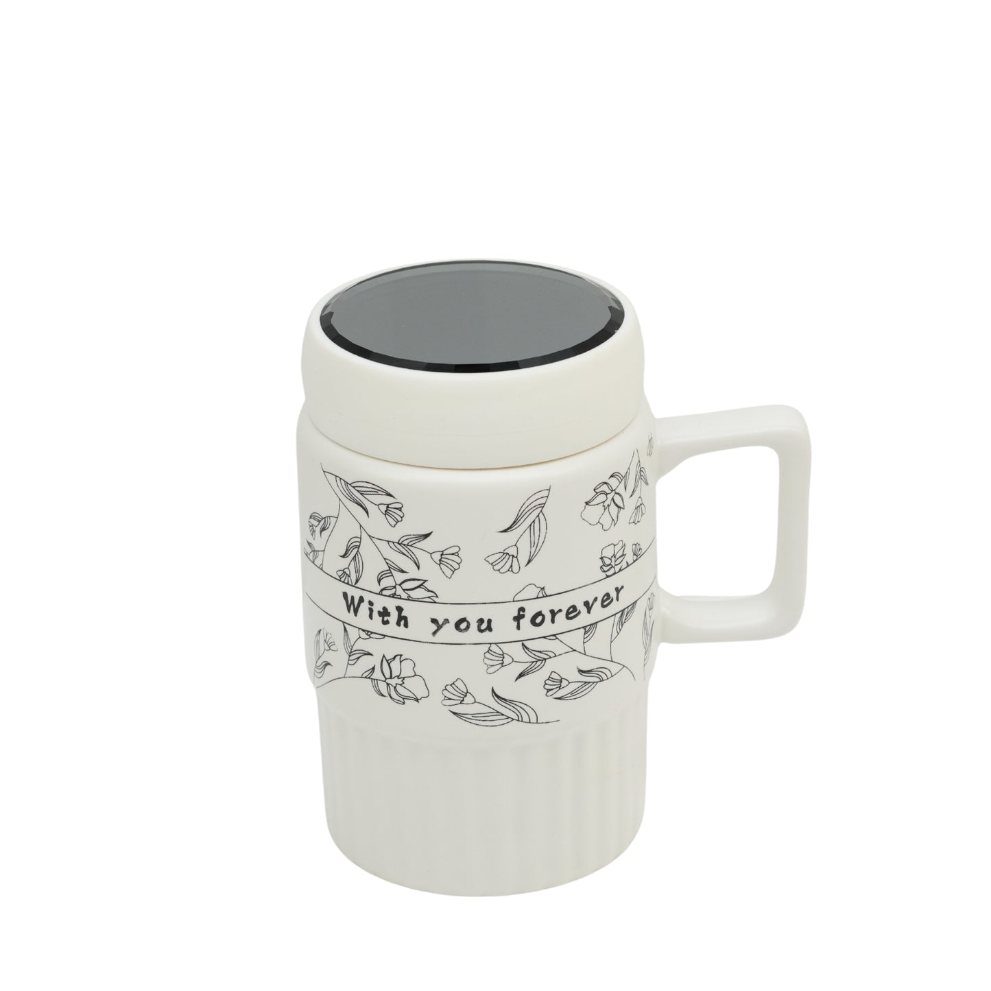 "With You Forever" Premium Ceramic Coffee Mug with Mirror Lid