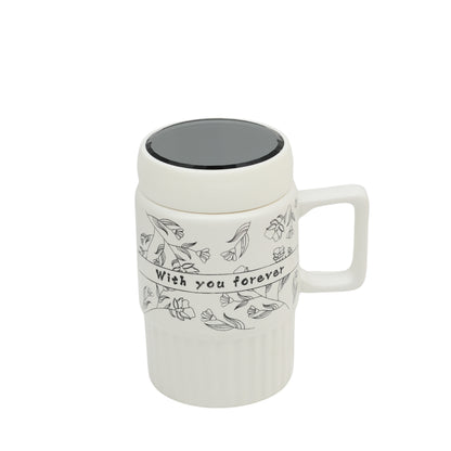 "With You Forever" Premium Ceramic Coffee Mug with Mirror Lid