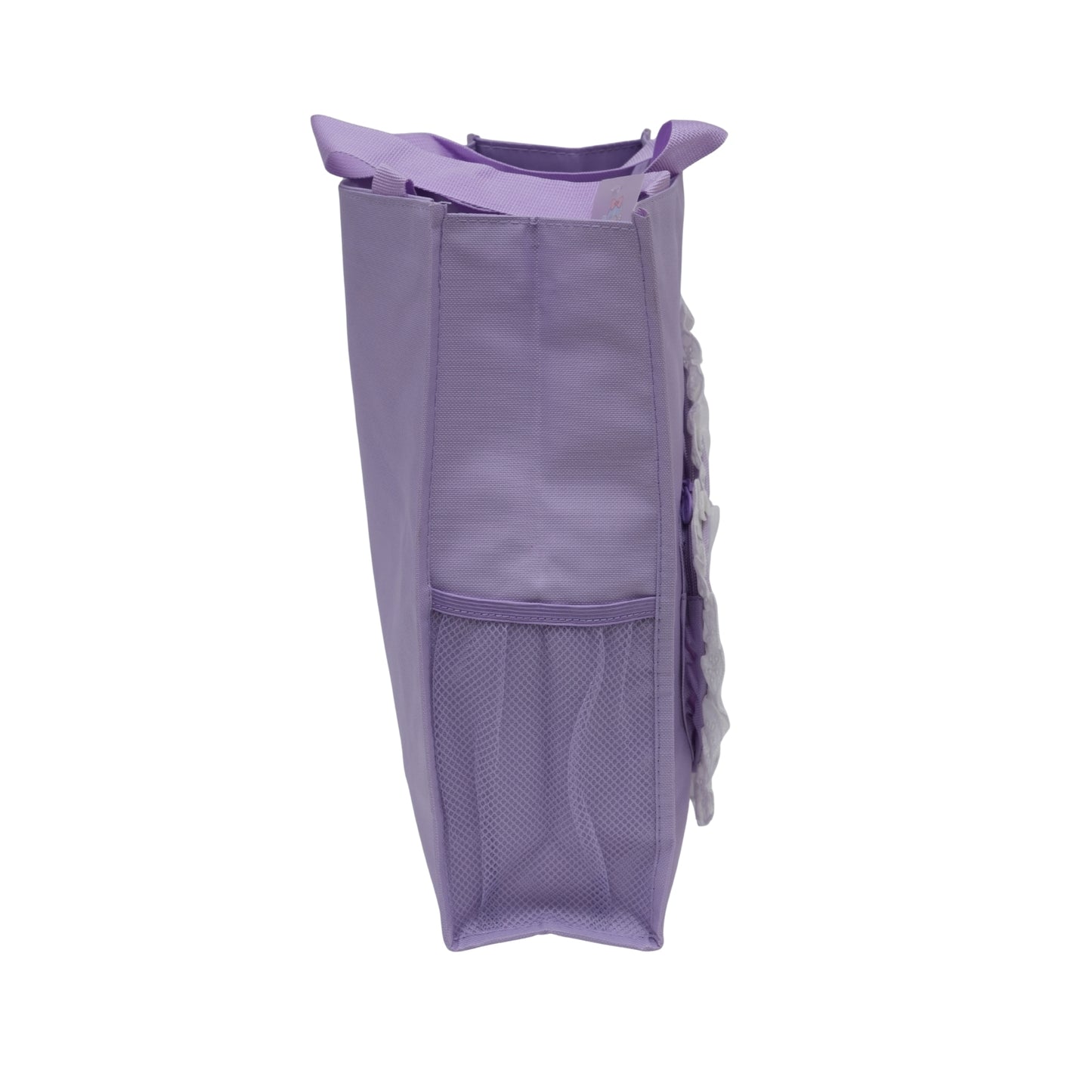 Purple heart shape fur at top tote bag