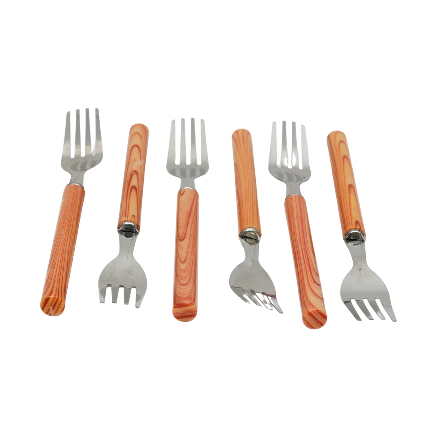 Premium Wooden Handle Fork Set (Pack of 6)
