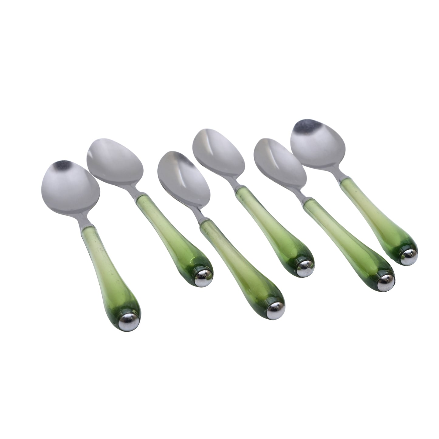 Modern Sage Green Resin Handle Stainless Steel Spoon Set