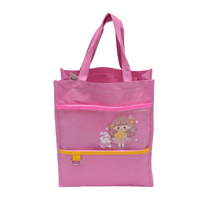 Cute Doll with Rabbit Printed Tote Bag