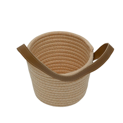 Cotton rope storage basket with handle