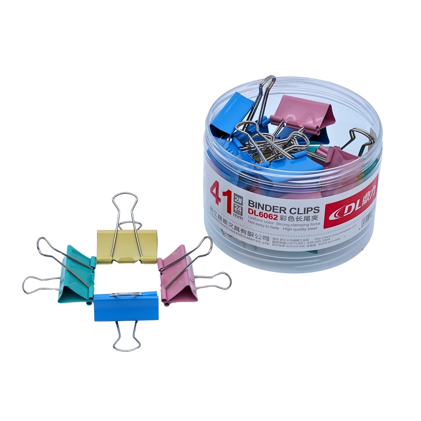 Colored binder clips