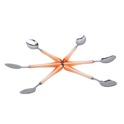 Modern Amber Resin Handle Stainless Steel Spoon Set
