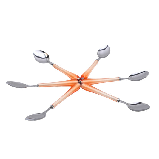 Modern Amber Resin Handle Stainless Steel Spoon Set