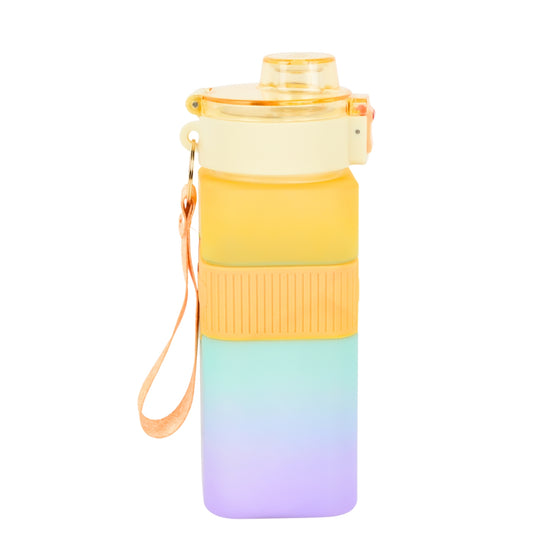 Multicolor square water bottle fitness gym water bottle with straw