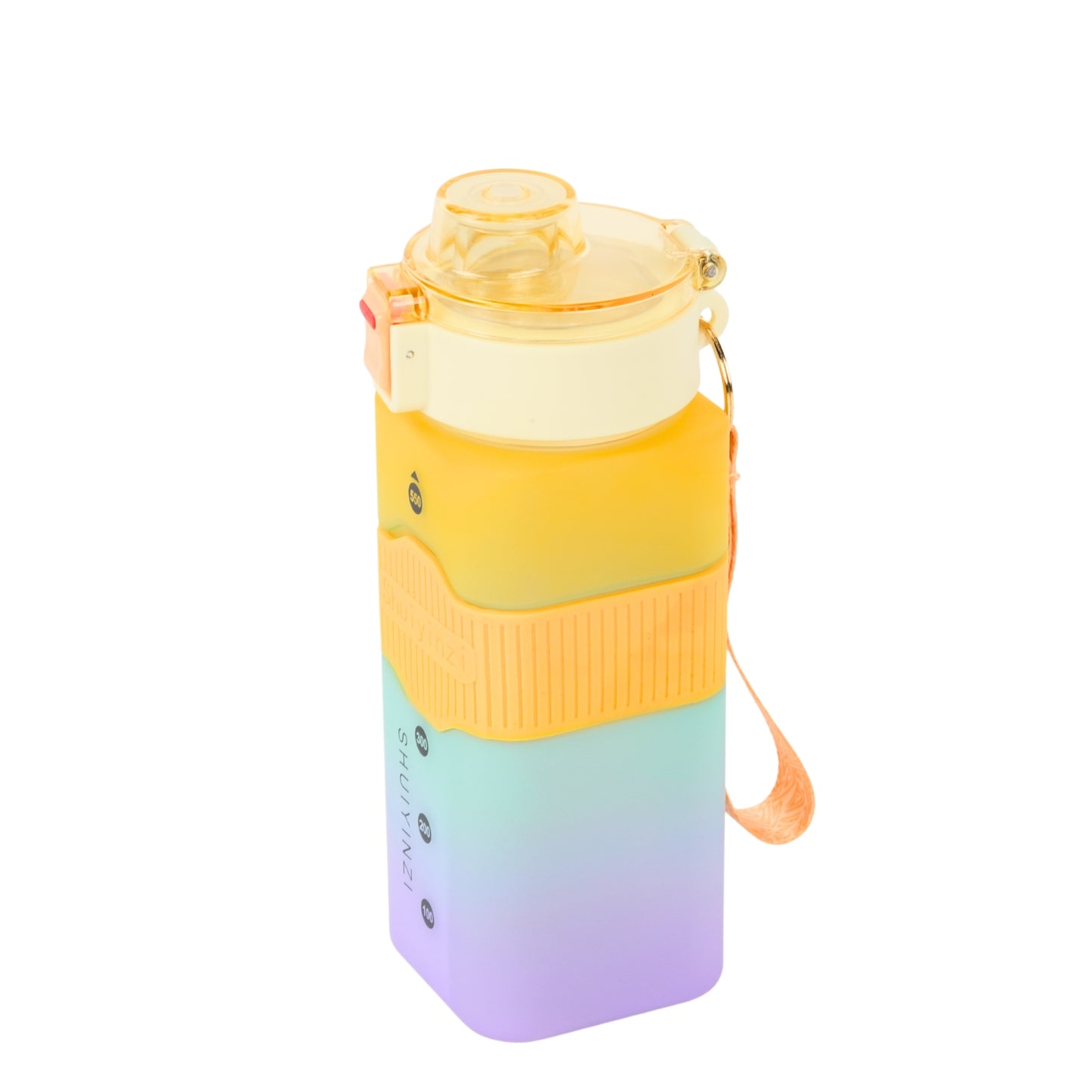 Multicolor square water bottle fitness gym water bottle with straw