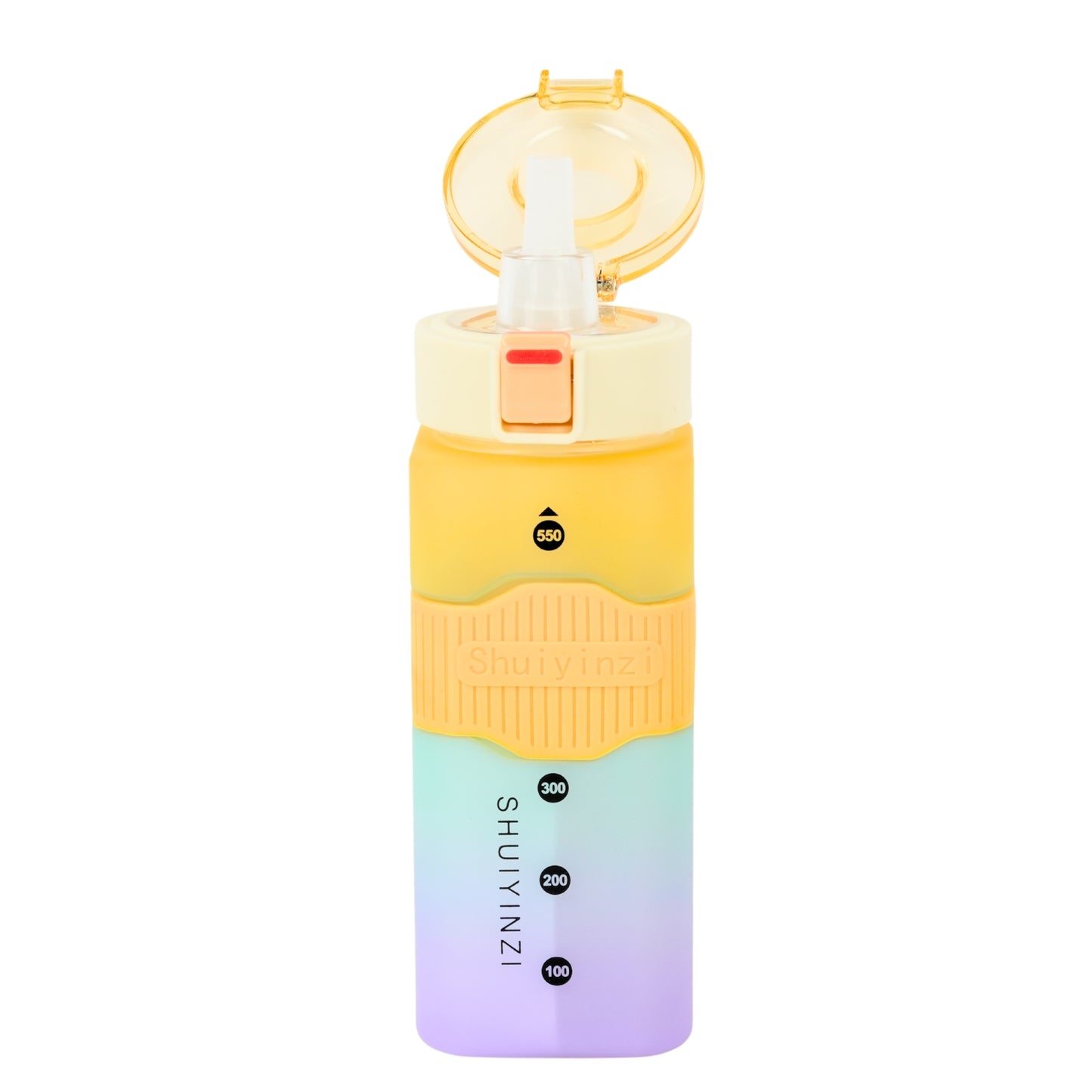 Multicolor square water bottle fitness gym water bottle with straw