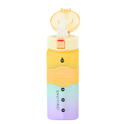 Multicolor square water bottle fitness gym water bottle with straw