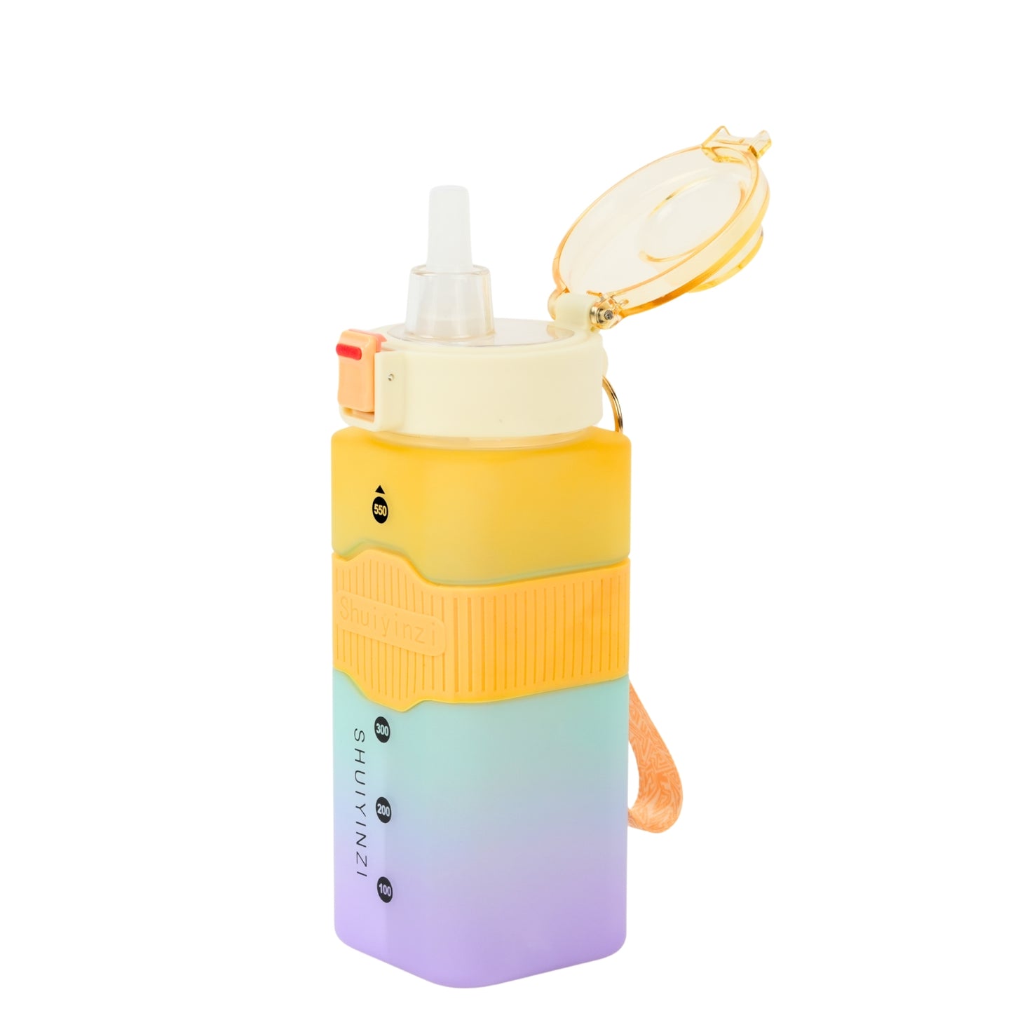 Multicolor square water bottle fitness gym water bottle with straw