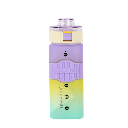Multicolor square water bottle fitness gym water bottle with straw