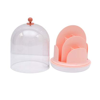 360-degree rotating makeup and lipstick organizer with a dustproof lid