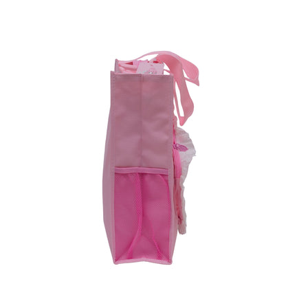Pink heart with fur tote bag