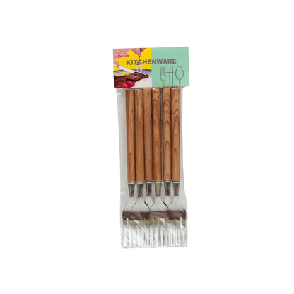 Wooden handle stainless steel  cutlery set (6 pieces)