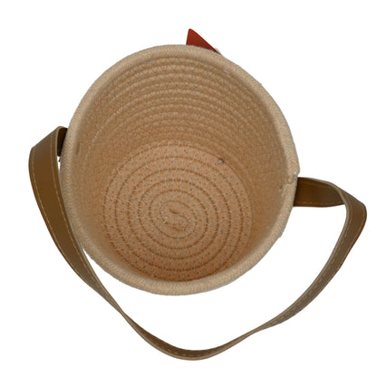 Cotton rope storage basket with handle