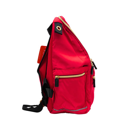 Red backpack for travel
