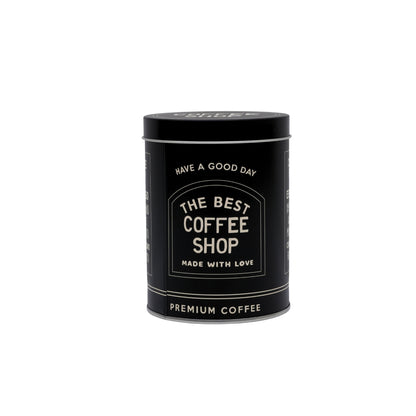 Vintage Black Metal Coffee Canister - Airtight Kitchen Storage Tin