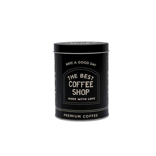 Vintage Black Metal Coffee Canister - Airtight Kitchen Storage Tin
