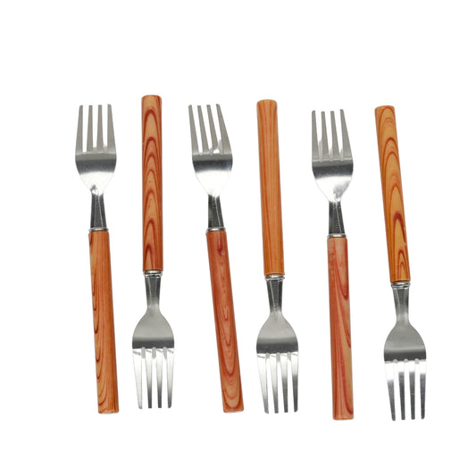 Premium Wooden Handle Fork Set (Pack of 6)