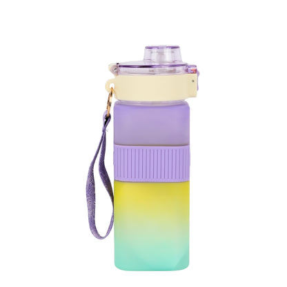 Multicolor square water bottle fitness gym water bottle with straw